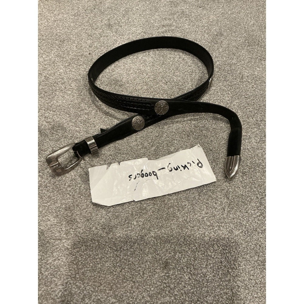 Vintage Onyx by Brighton Men's Golf Concho Leather Belt Black Size 38